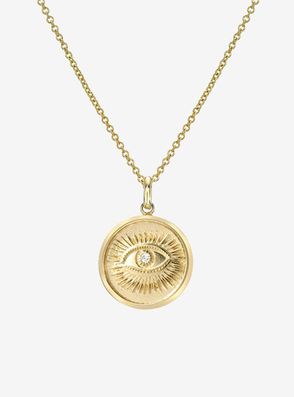 Zoe Lev 14K Gold Diamond Eye Medallion Necklace