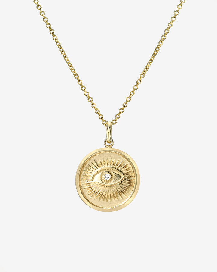 Zoe Lev 14K Gold Diamond Eye Medallion Necklace