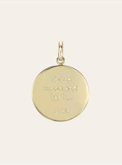 Zoe Lev 14K Gold and Diamond Moon Medallion Pendant
