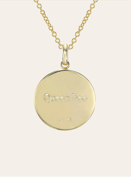 Zoe Lev 14K Gold Diamond Queen Bee Medallion Necklace