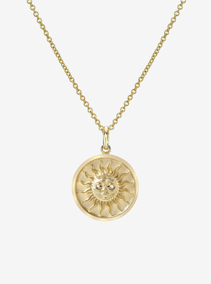 Zoe Lev 14K Gold Diamond Sun Medallion Necklace