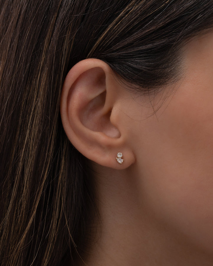 Zoe Lev Diamond Toi et Moi Stud Earrings