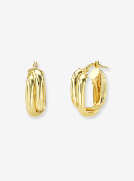 Zoe Lev 14K Gold Double Twist Oval Hoop Earrings
