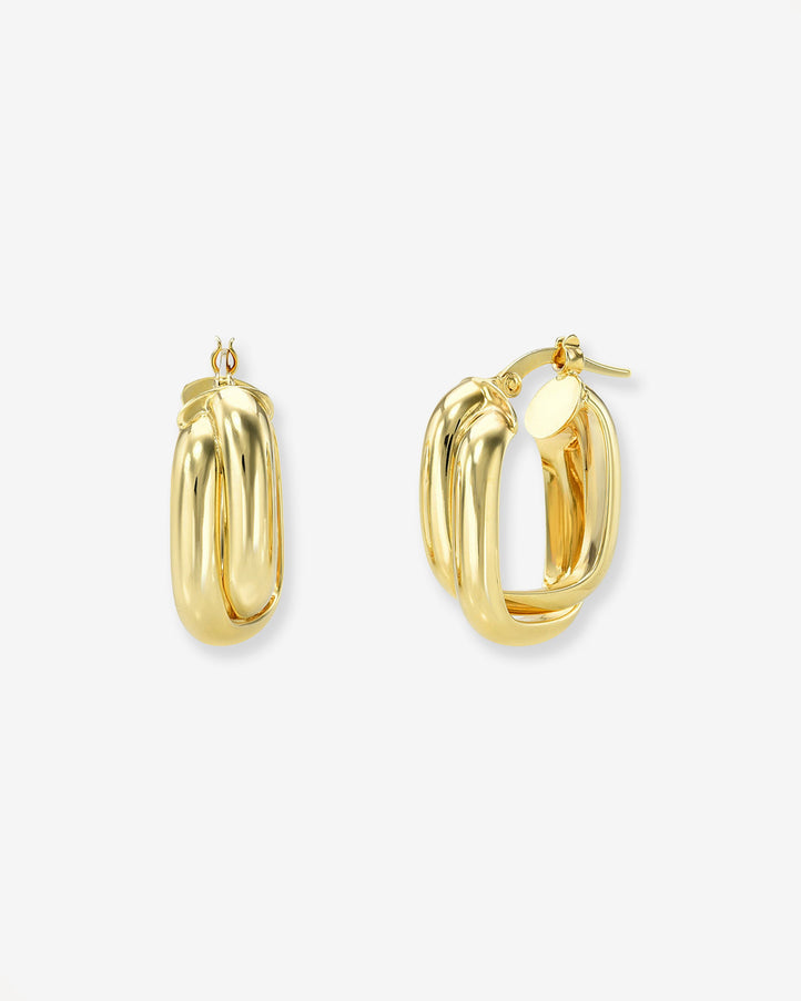 Zoe Lev 14K Gold Double Twist Oval Hoop Earrings