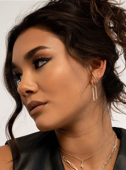 Zoe Lev Diamond Curved Bar Stud Earrings