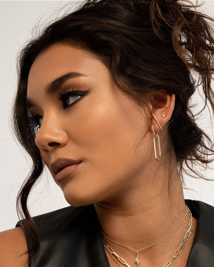 Zoe Lev Diamond Curved Bar Stud Earrings