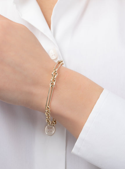 Zoe Lev 14K Gold Elongated Paper Clip Chain Bracelet
