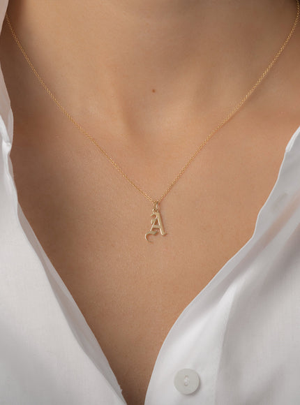 Zoe Lev 14K Gold Gothic Initial Necklace