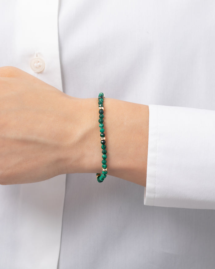 Zoe Lev 14K Gold Malachite Segment Bead Bracelet