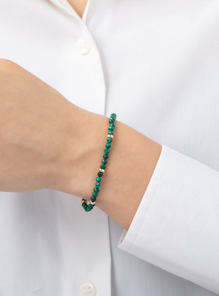 Zoe Lev 14K Gold Malachite Segment Bead Bracelet