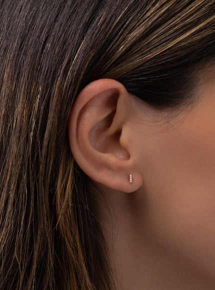 Zoe Lev Mini Diamond Bar Stud Earrings