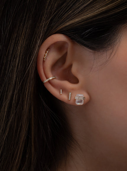 Zoe Lev Mini Diamond Bar Stud Earrings