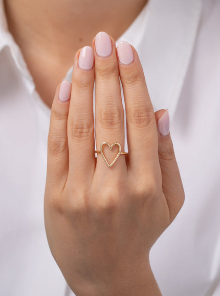 Zoe Lev 14K Gold Open Heart Ring