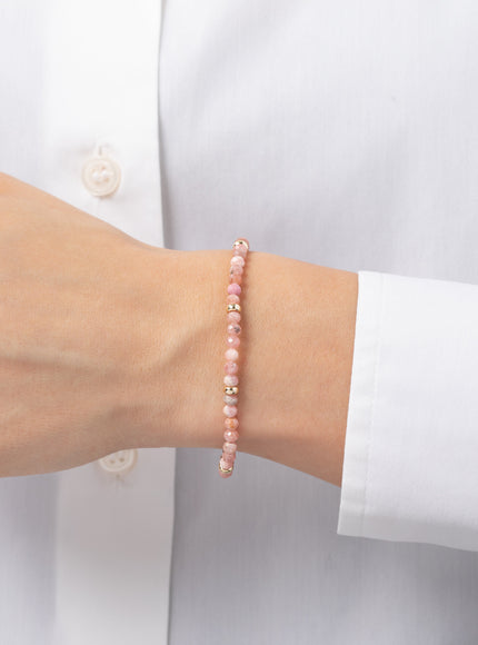 Zoe Lev 14K Gold Pink Rhodochrosite Segment Bead Bracelet