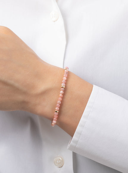Zoe Lev 14K Gold Pink Rhodochrosite Segment Bead Bracelet