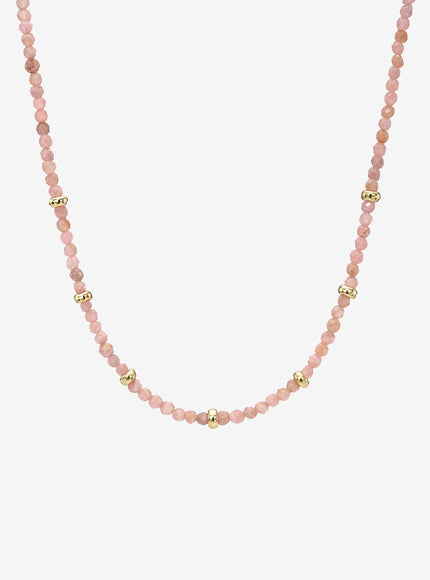 Zoe Lev 14K Gold Pink Rhodochrosite Segment Bead Necklace