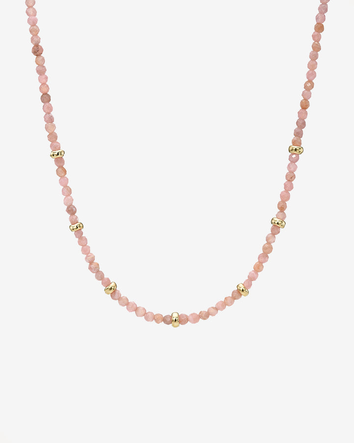 Zoe Lev 14K Gold Pink Rhodochrosite Segment Bead Necklace