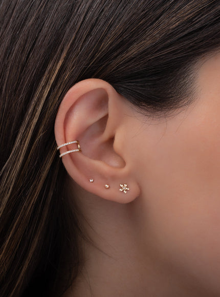 Zoe Lev 14K Gold Mini Diamond Flower Stud Earrings