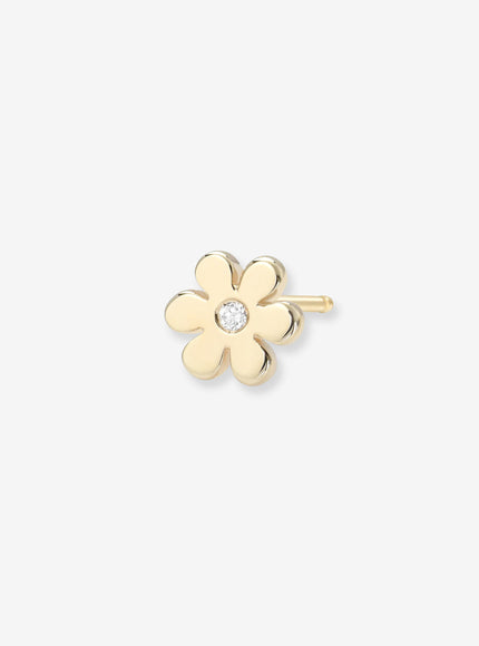 Zoe Lev 14K Gold Tiny Flower with Diamond Stud Earring