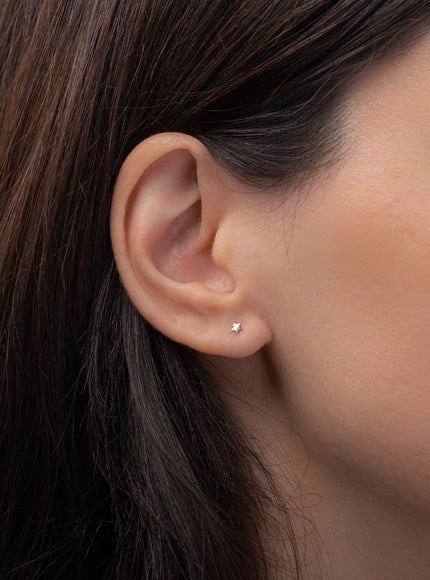 14k Gold Small Stars Stud Earrings