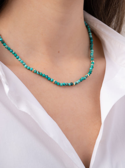 Zoe Lev 14K Gold Turquoise Segment Bead Necklace