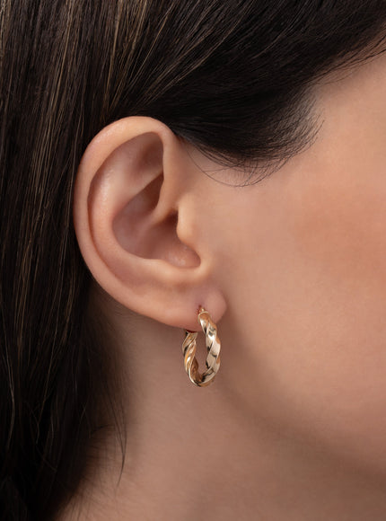Zoe Lev 14K Gold Twisted Edge Hoops