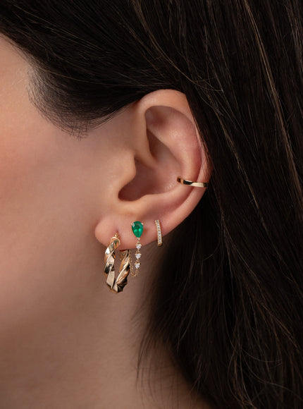 Zoe Lev 14K Gold Twisted Edge Hoops