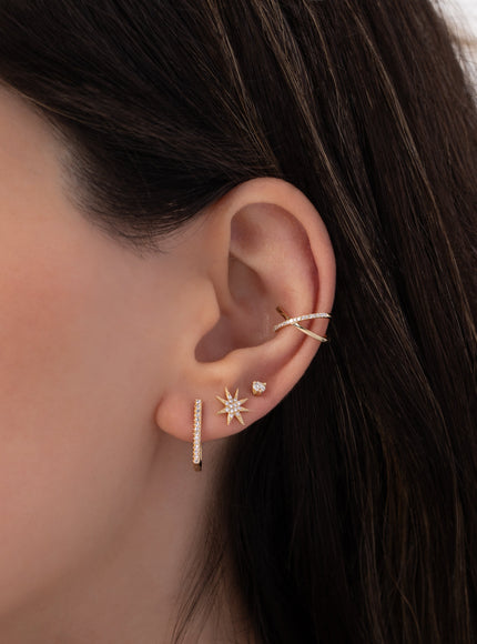 Zoe Lev 14K Gold and Diamond X Ear Cuff