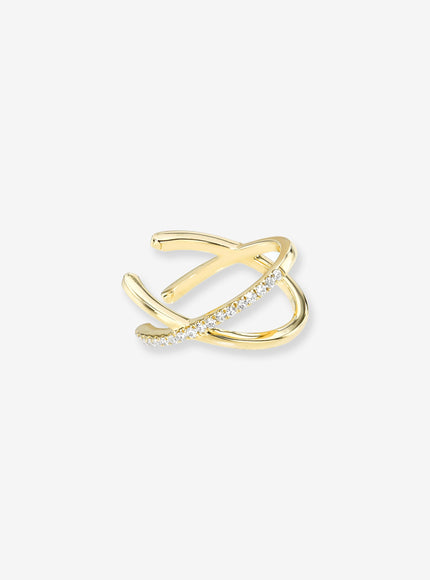 Zoe Lev 14K Gold and Diamond X Ear Cuff