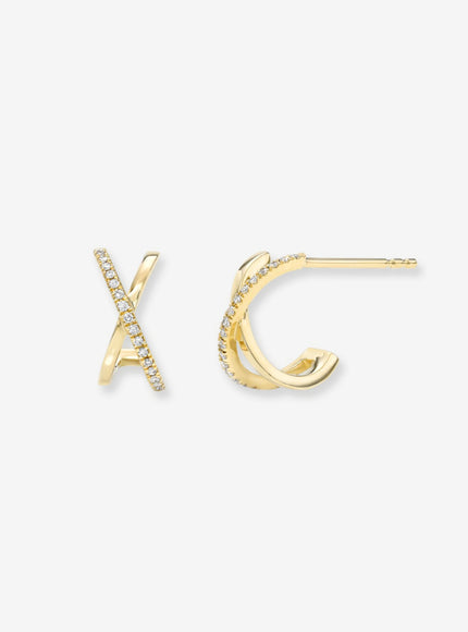 Zoe Lev 14K Gold and Diamond X Stud Earrings