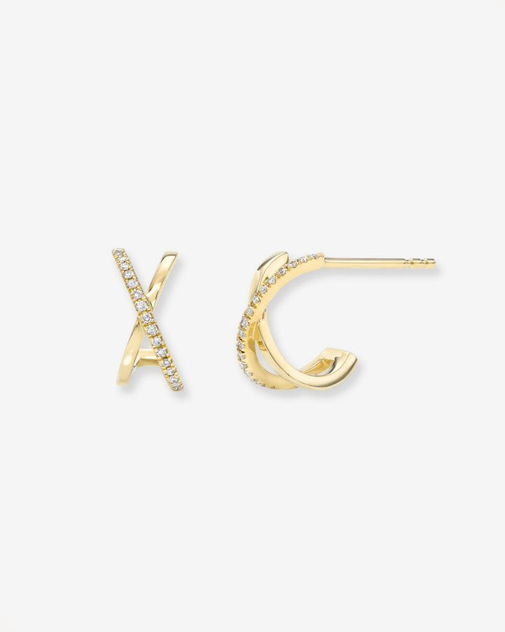 Zoe Lev 14K Gold and Diamond X Stud Earrings