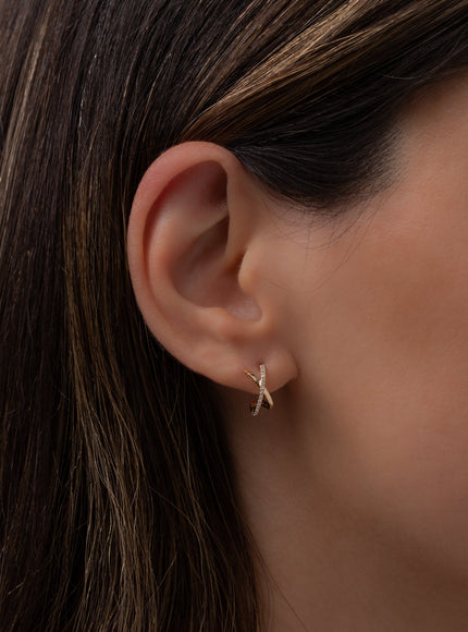 Zoe Lev 14K Gold and Diamond X Stud Earrings