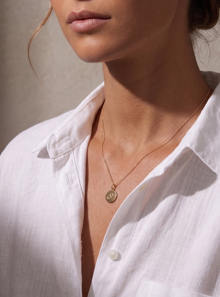 Zoe Lev 14K Gold Engraved Disc Pendant