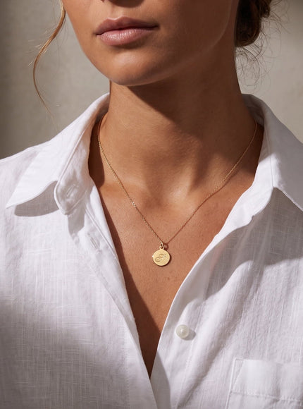 Zoe Lev 14K Gold Engraved Disc Pendant