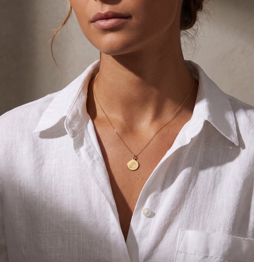 Zoe Lev 14K Gold Engraved Disc Pendant