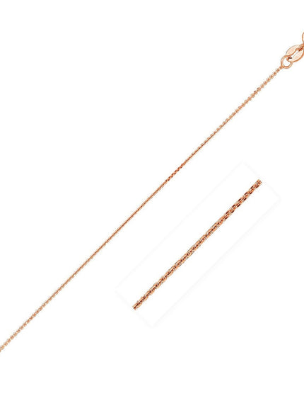 14k Pink Gold Diamond Cut Cable Link Chain 0.8mm - Ellie Belle