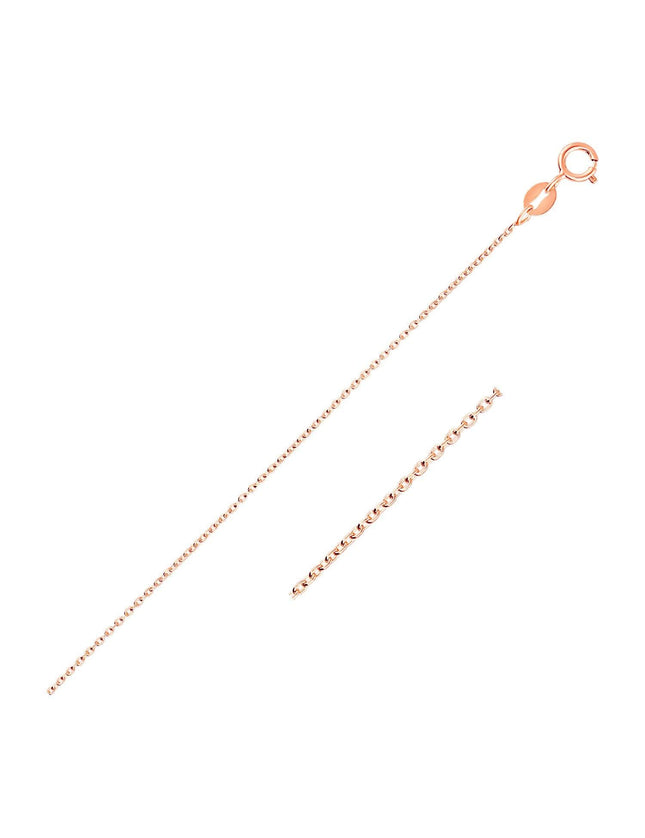 14k Pink Gold Oval Cable Link Chain 0.7mm - Ellie Belle
