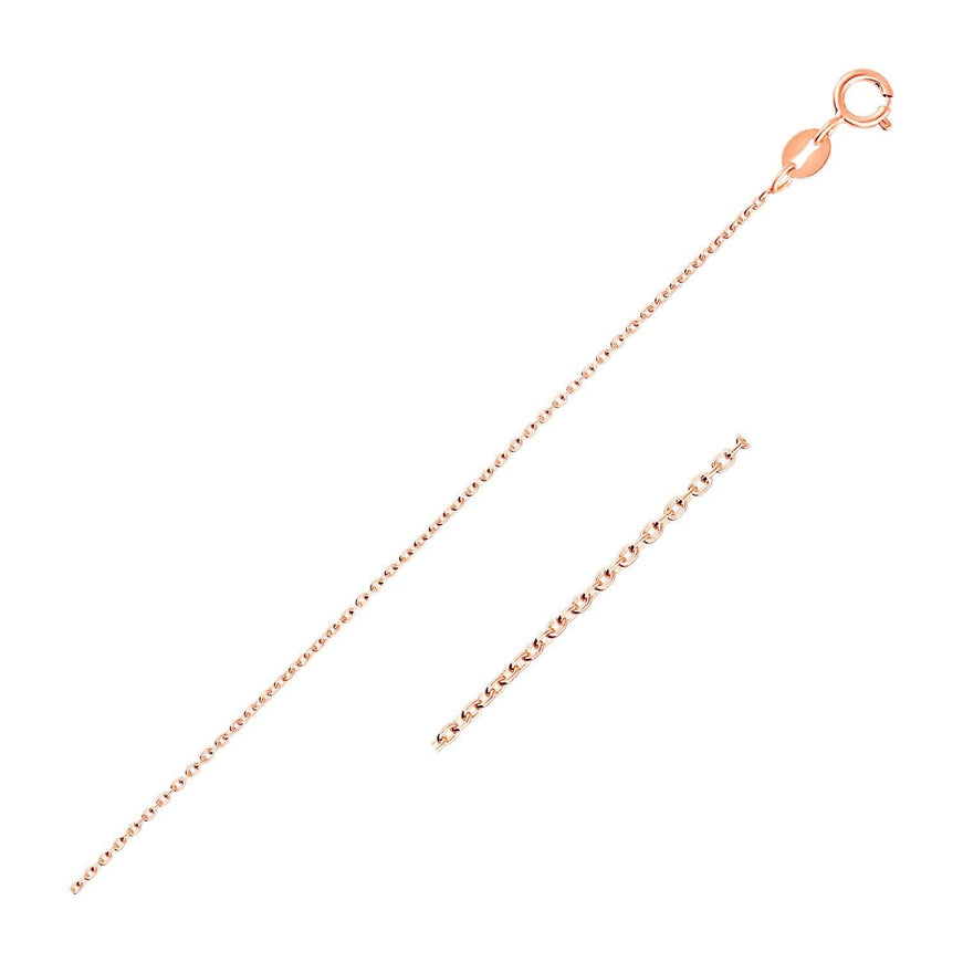 14k Pink Gold Oval Cable Link Chain 0.7mm - Ellie Belle