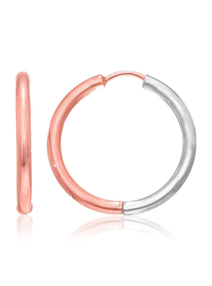 14k Rose & White Gold Hinged Hoop Earrings - Ellie Belle