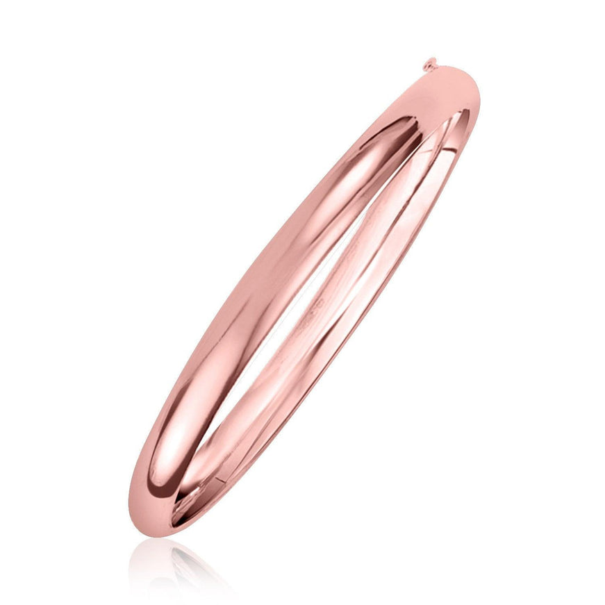 14k Rose Gold 5mm Fancy Shiny Dome Bangle - Ellie Belle