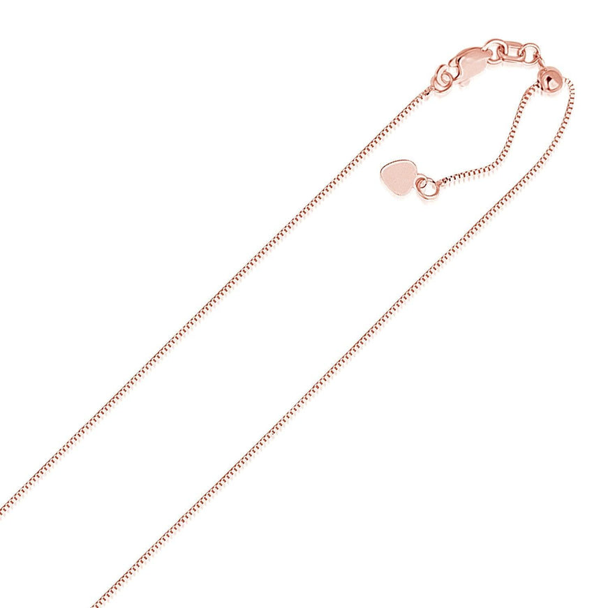 14k Rose Gold Adjustable Box Chain 0.7mm - Ellie Belle