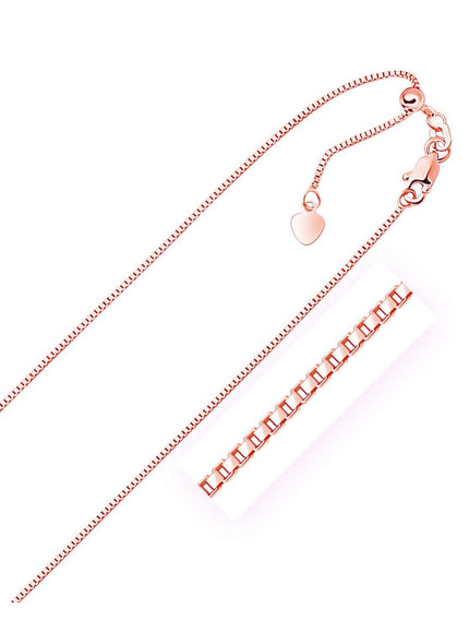 14k Rose Gold Adjustable Box Chain 0.85mm - Ellie Belle