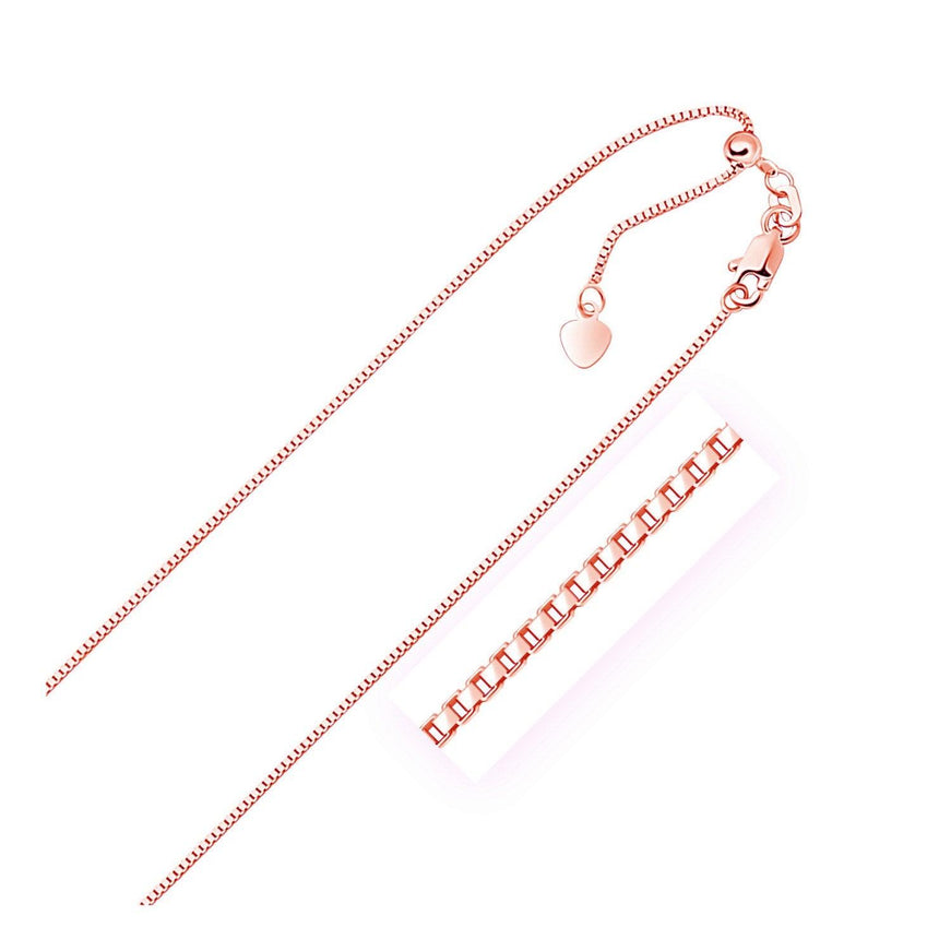 14k Rose Gold Adjustable Box Chain 0.85mm - Ellie Belle