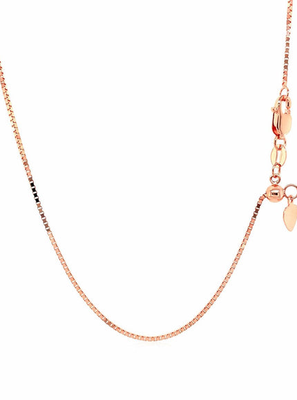 14k Rose Gold Adjustable Box Chain 0.85mm - Ellie Belle