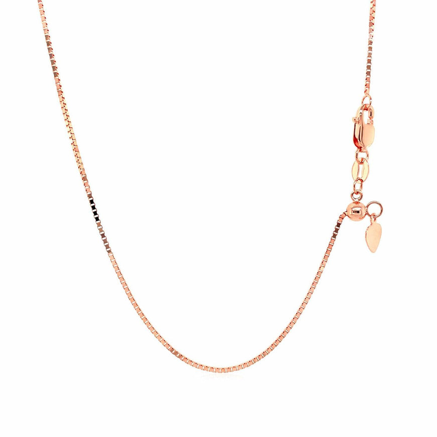 14k Rose Gold Adjustable Box Chain 0.85mm - Ellie Belle