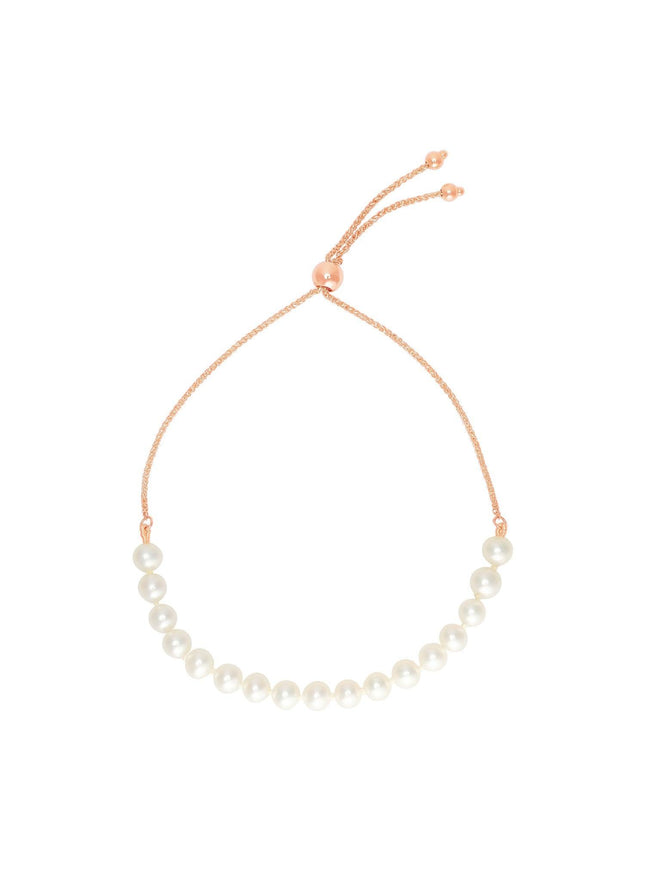 14k Rose Gold Adjustable Friendship Bracelet with Pearls - Ellie Belle