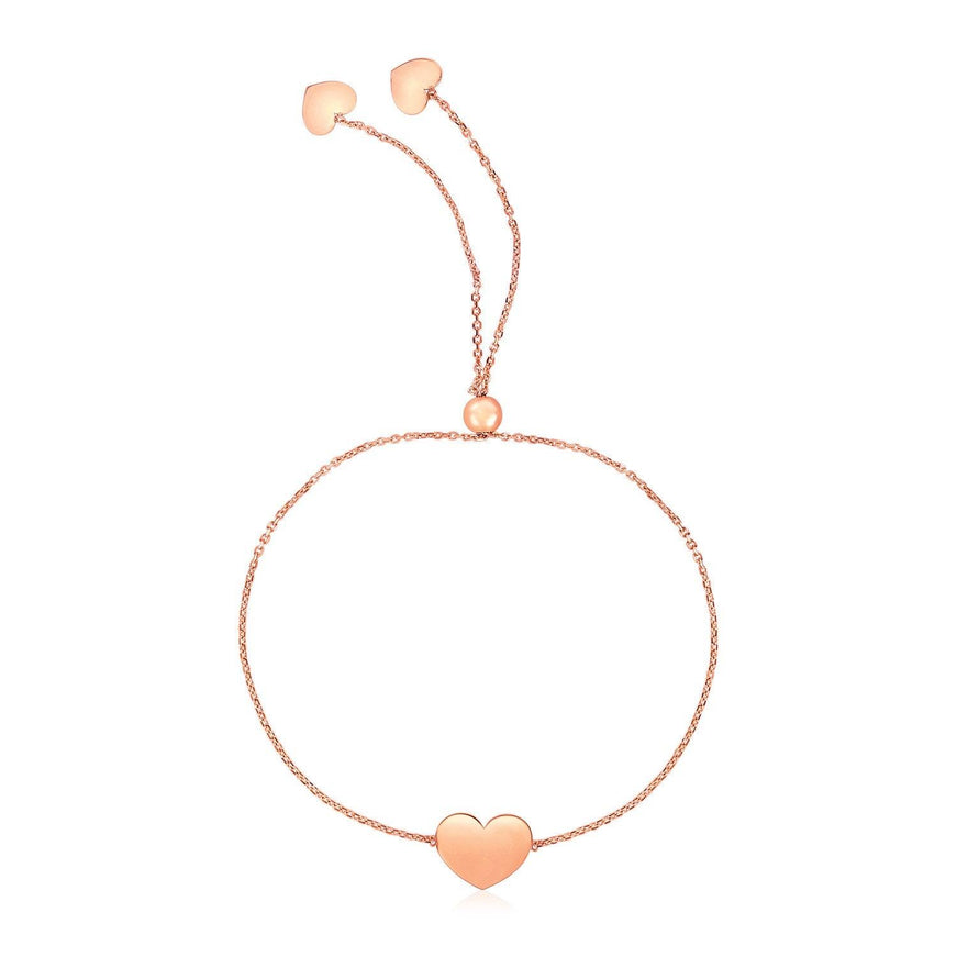 14k Rose Gold Adjustable Heart Bracelet - Ellie Belle