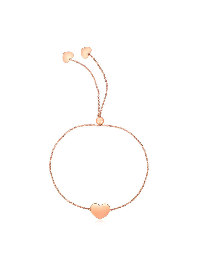 14k Rose Gold Adjustable Heart Bracelet - Ellie Belle