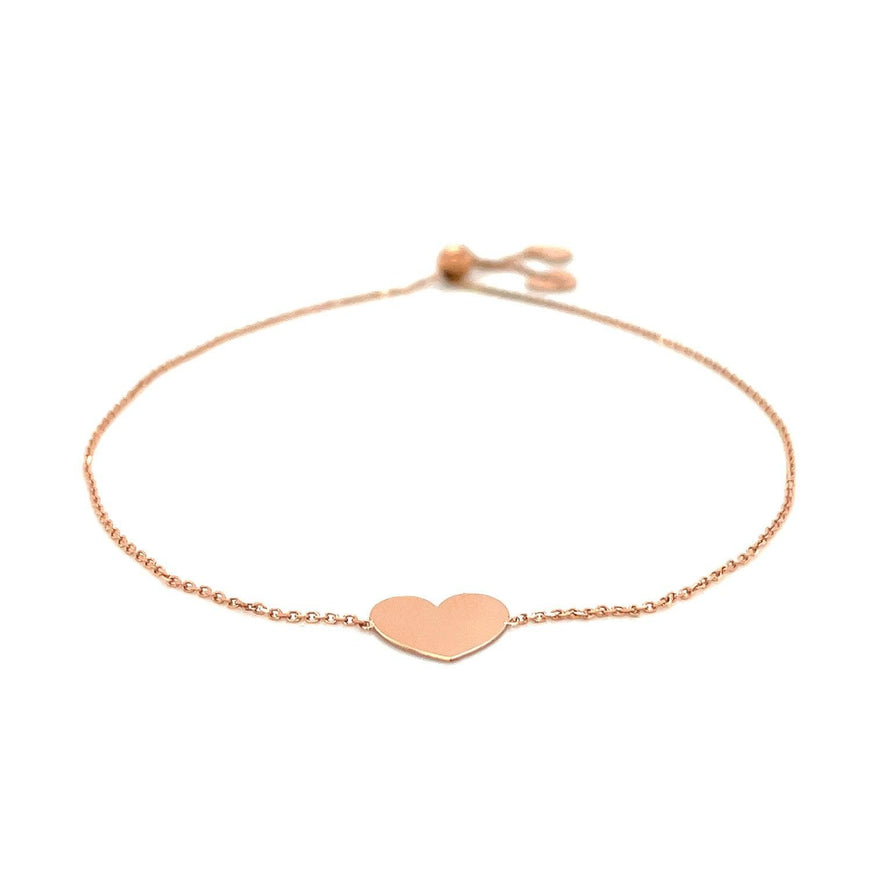 14k Rose Gold Adjustable Heart Bracelet - Ellie Belle