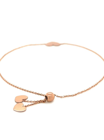 14k Rose Gold Adjustable Heart Bracelet - Ellie Belle